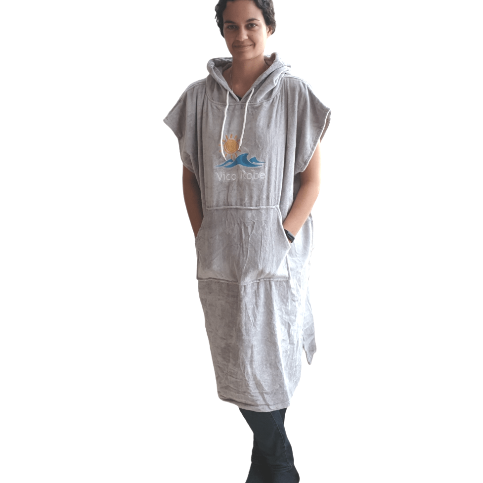Adult Grey Velour Cotton Towel Robe