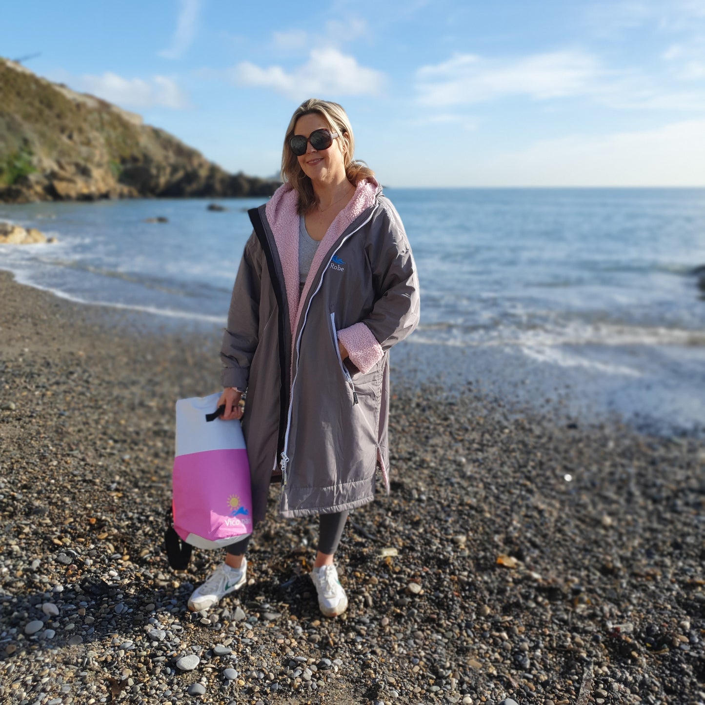 Dry Robe Grey and Pink