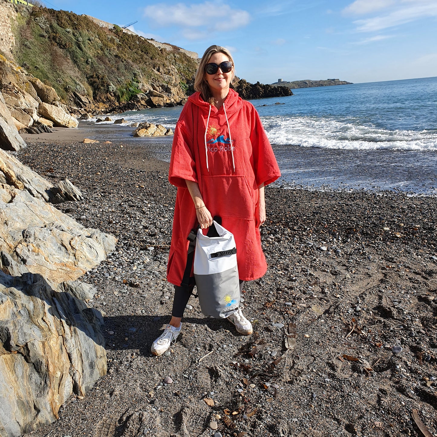 Adult Watermelon Red Microfibre Towel Robe