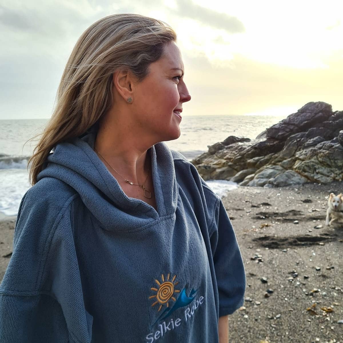 Adult Smoky Blue Microfibre Towel Robe